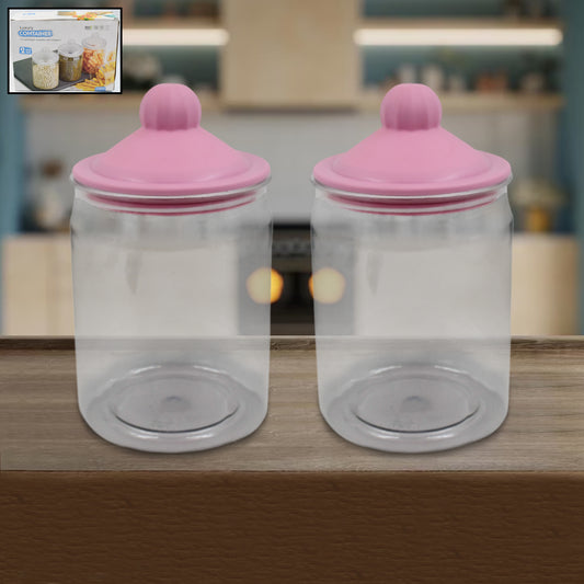 Transparent Kitchen Plastic Container Jar Set (2 Pcs Set 1100 Ml Approx)