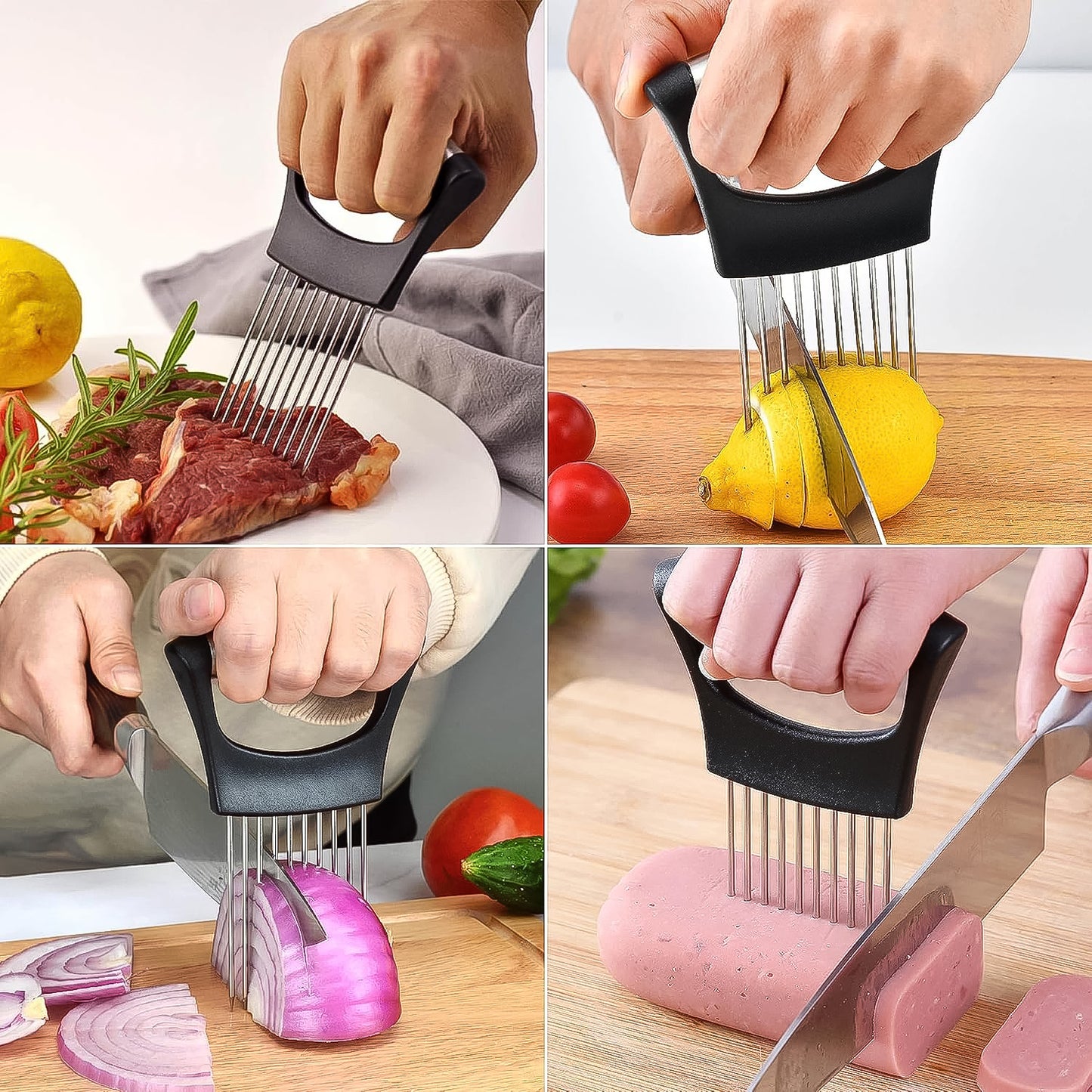 Stainless Steel Onion Cutter  Vegetable Slicer Holder Tool (1 Pc)