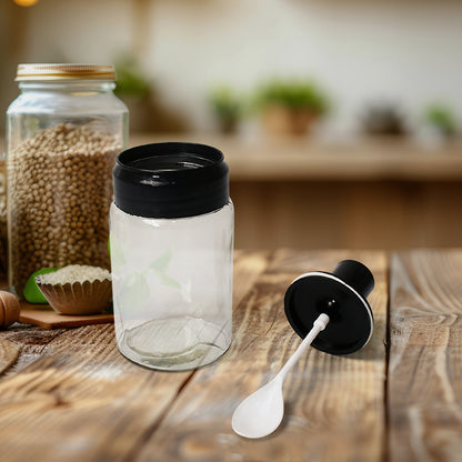 10011 tough Glass Transparent Glassoil Dispenser 500 Ml Bottle Set Of 2 Spice Jar 250 Ml Set Of 3 Oil Bottle For Kitchen Oil  Vinegar Storage Glass Bottle Glass Container For Spice Masala (5 Pcs Set)