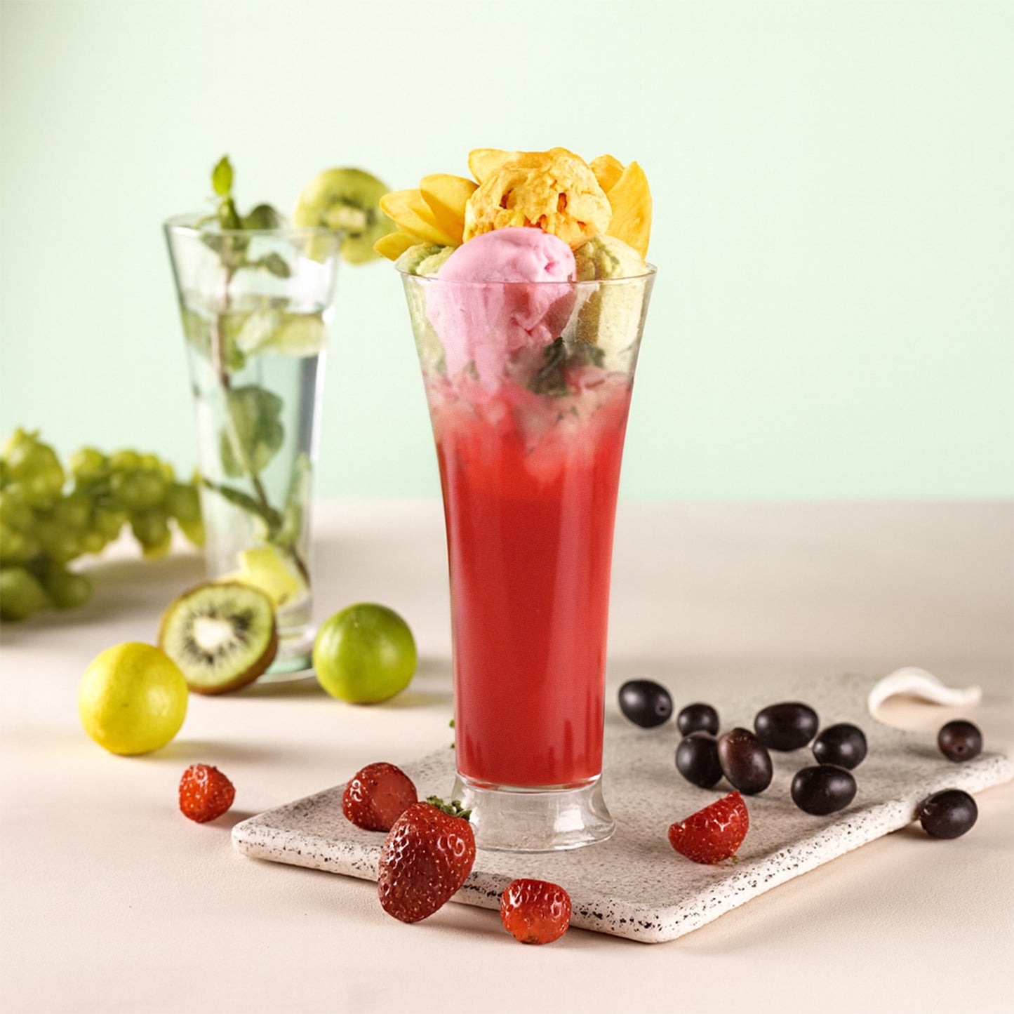 Supermom Plastic Faluda Matt Glass Set (300ml  6 Pc)