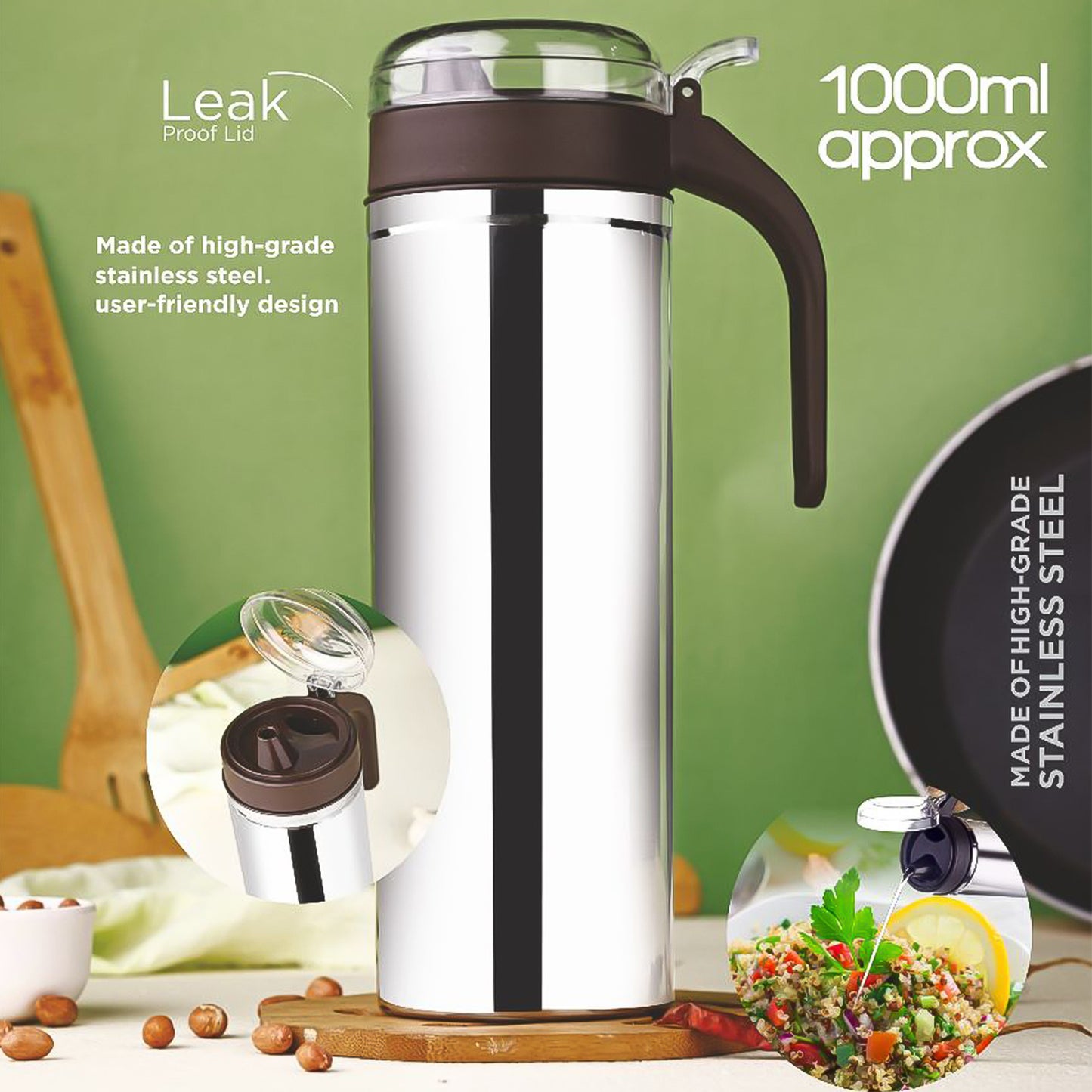 Premium Apex 1000ml Approx. Stainless Steel Oil Pourer (1 Pc)