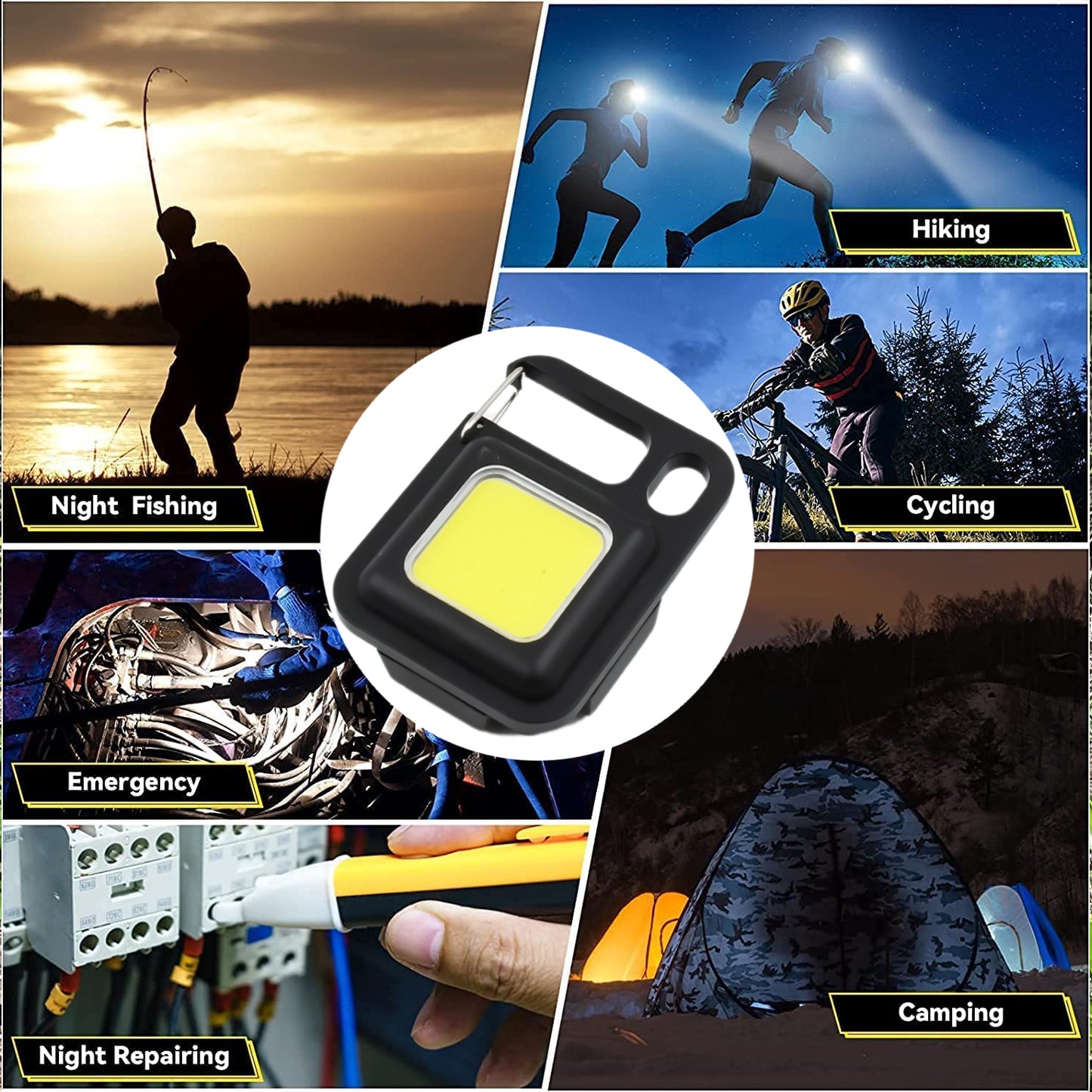 17784 Led Battery Operated Keychain Flashlight Small Work Light Withfolding Bracket Bottle Opener For Camping Hiking Emergency (1 Pc  Moq - 36 Pcs)