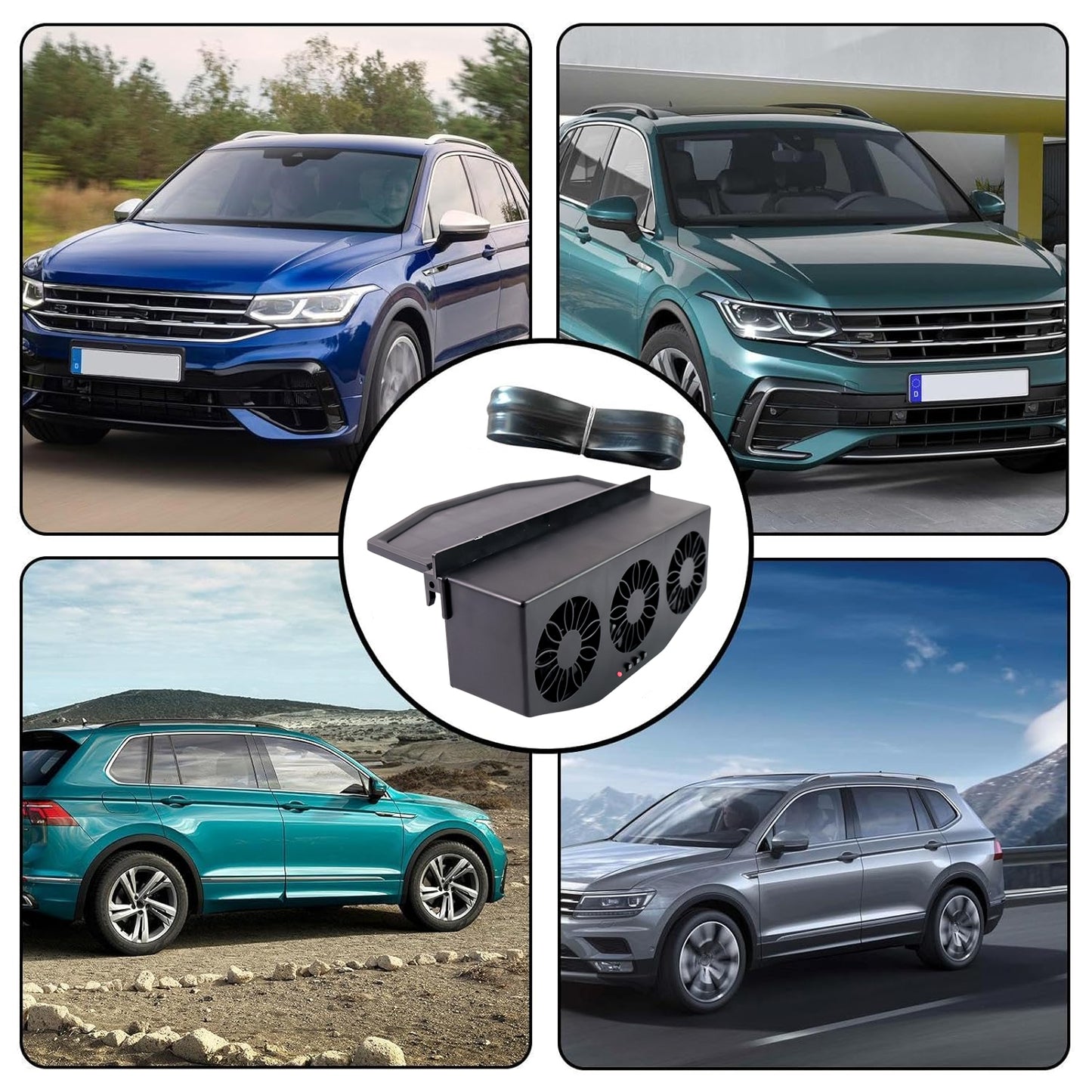 Triple Fan Solar Powered Car Exhaust Ventilation System With Usb Charging