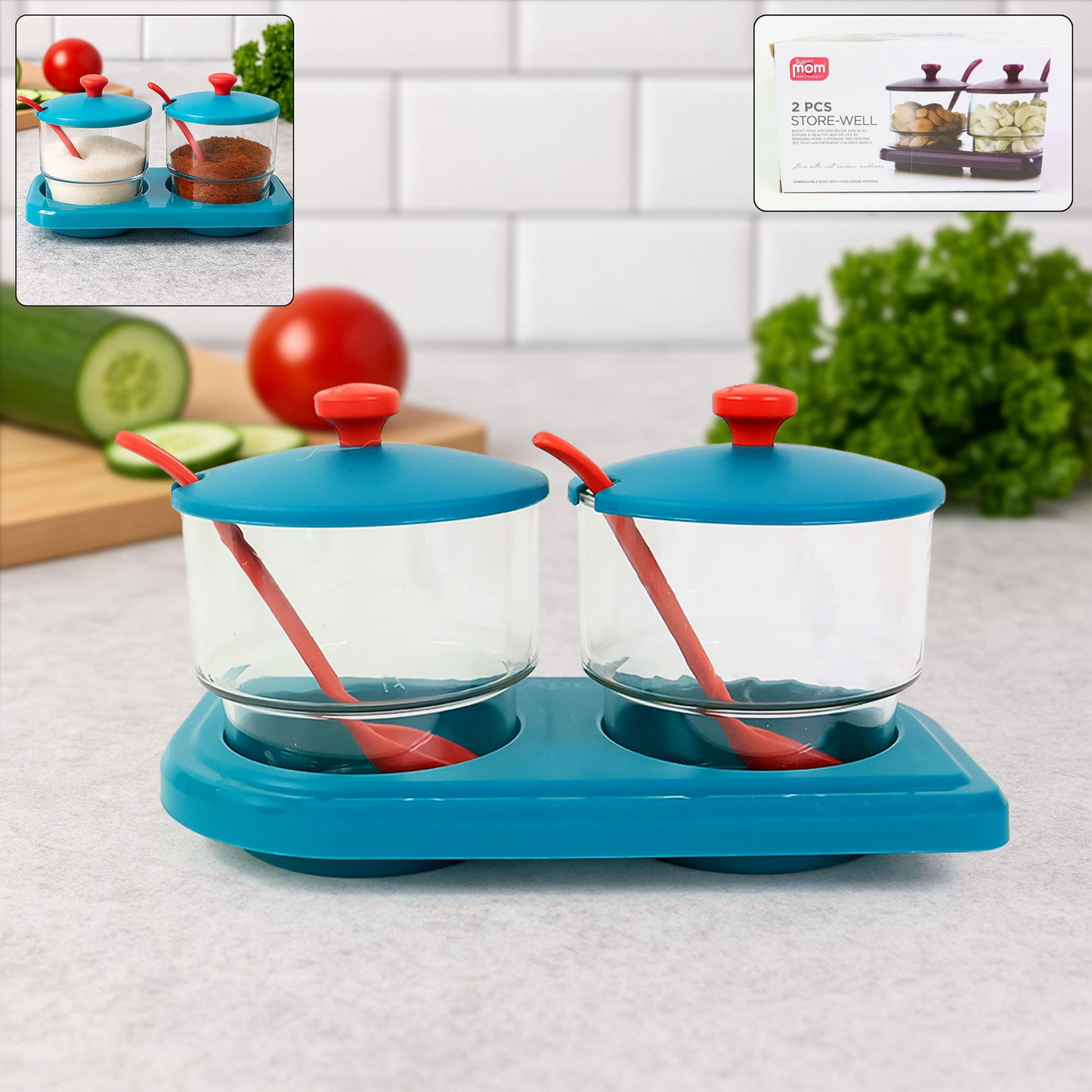 Premium Supermom Storewell Multipurpose Spice And Condiment Container Set (2 Pc)