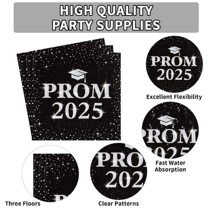 Prom 2025 Party Napkins (33 X 33 Cm  100 Pc)