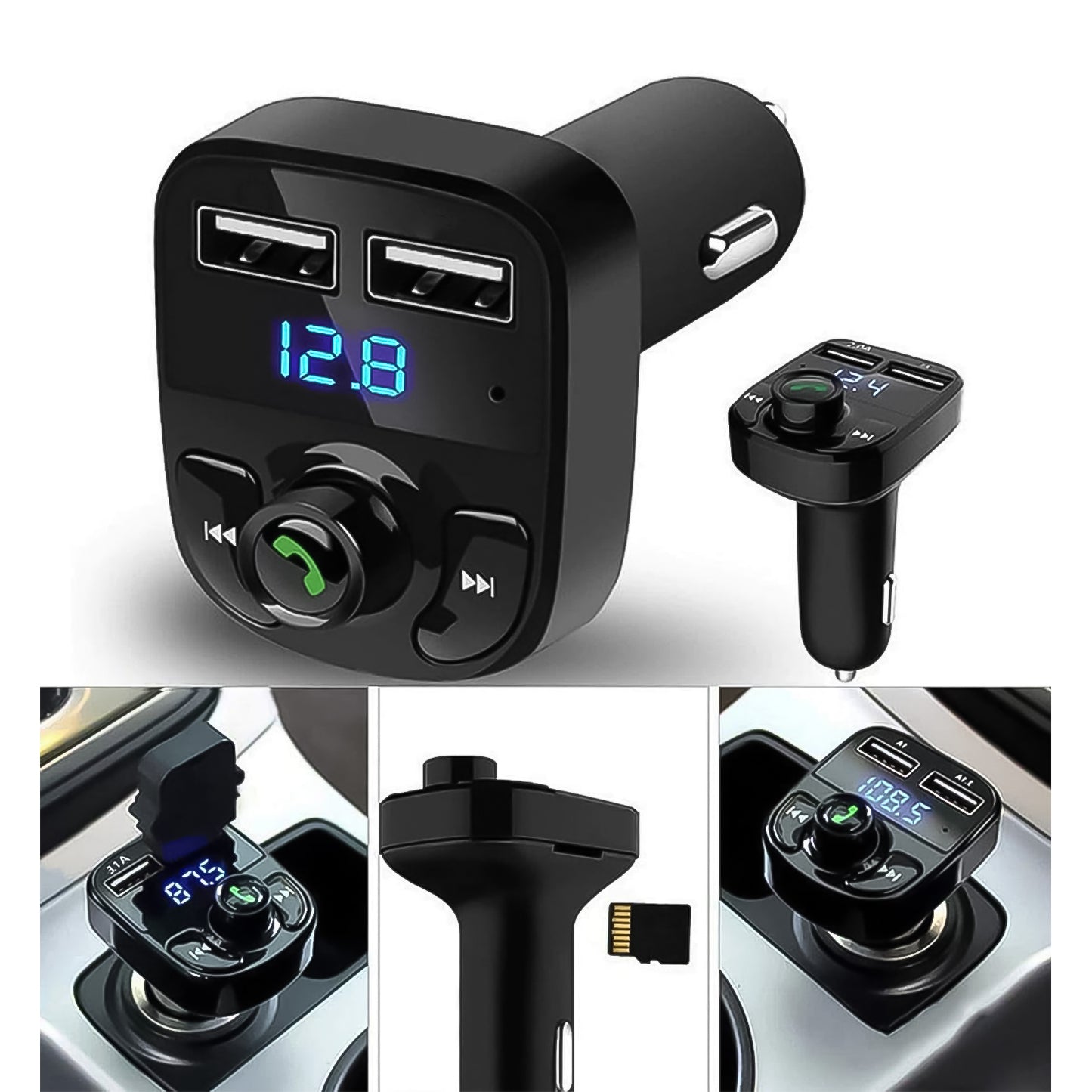 8533 Car-x8 Bluetooth Fm Transmitter Kit For Hands-free Call Receiver  Music Player  Call Receiver  Fast Mobile Charger Ports For All Smartphoneswith 3.1a Quick Charge Dual Usb Car Charger