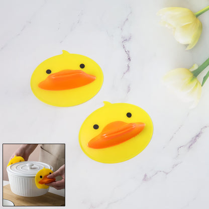Cute Duck Shape Silicone Hot Pot Holder (2 Pc)