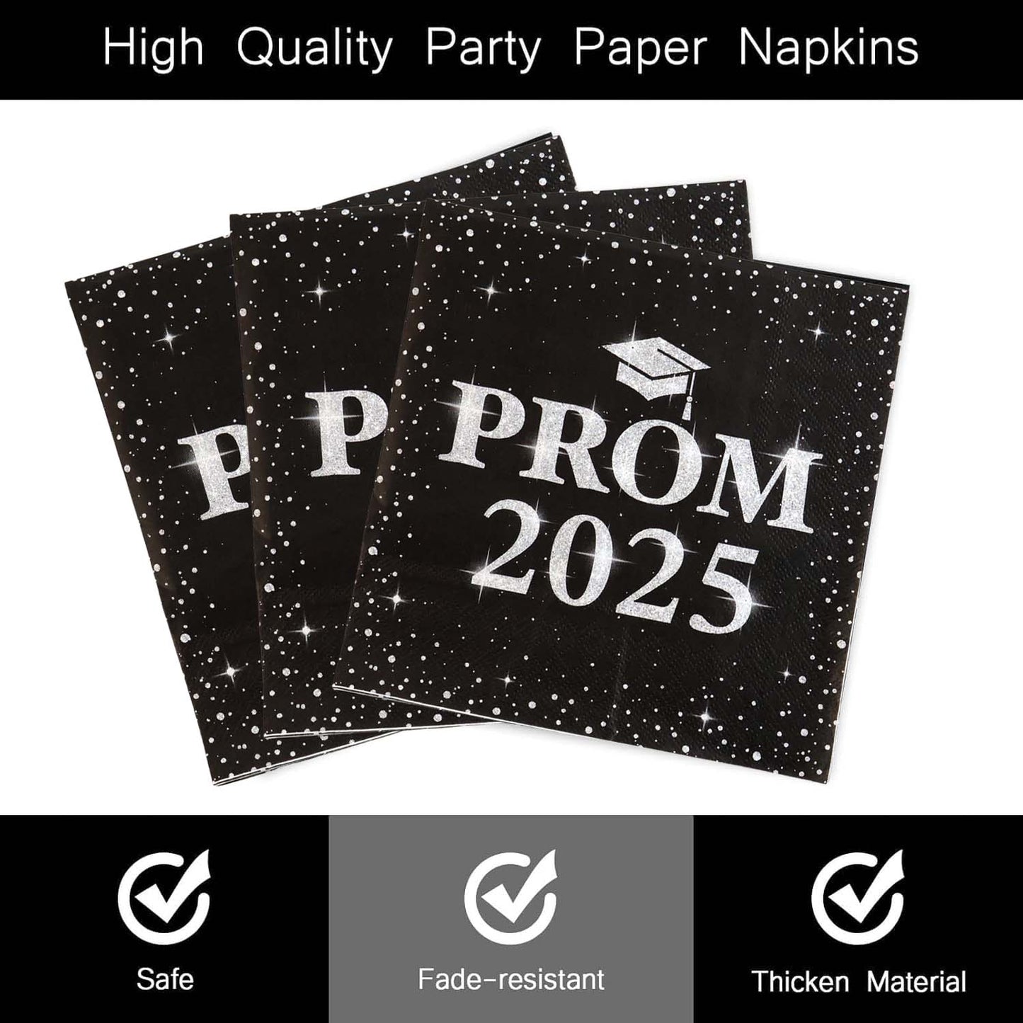Prom 2025 Party Napkins (33 X 33 Cm  100 Pc)
